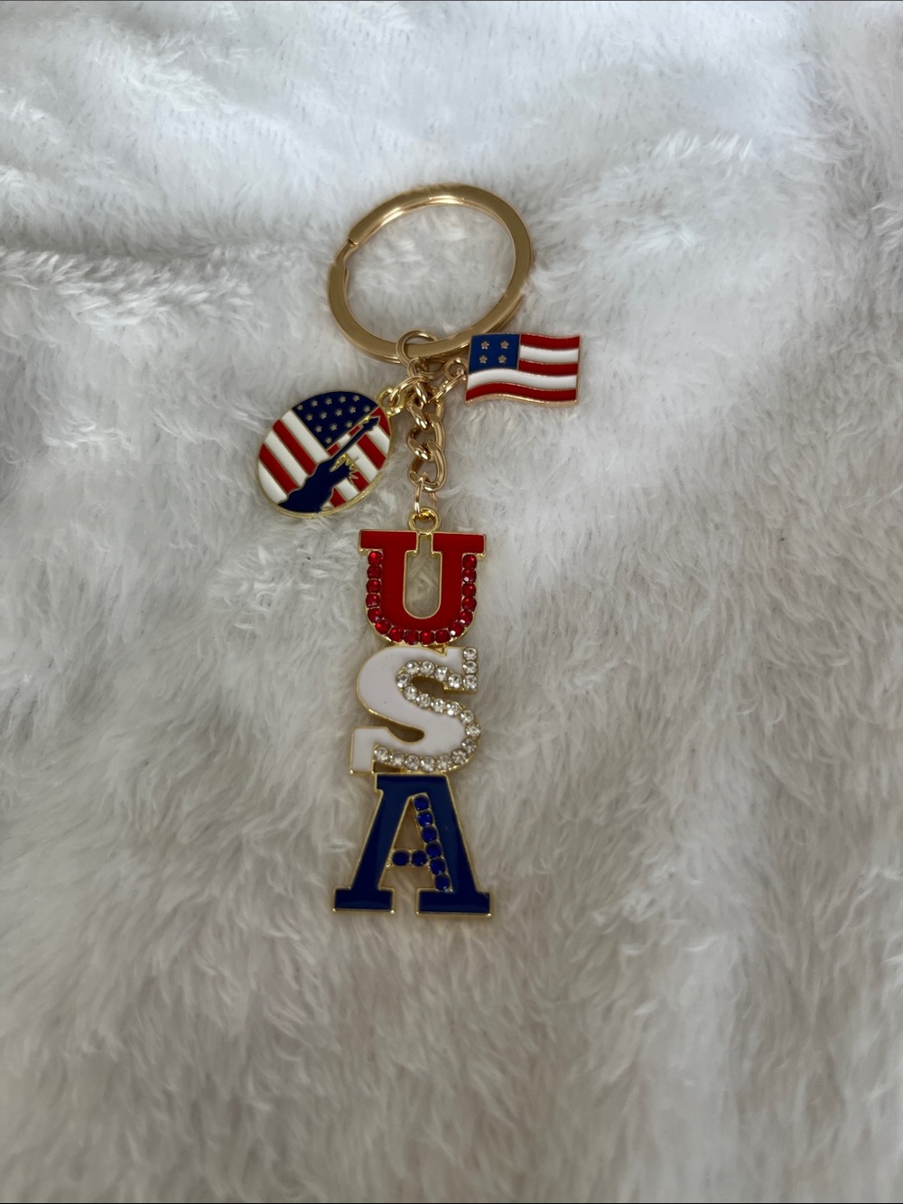 USA Letter Charm Bag Charm and/or Keychain - Red White Blue